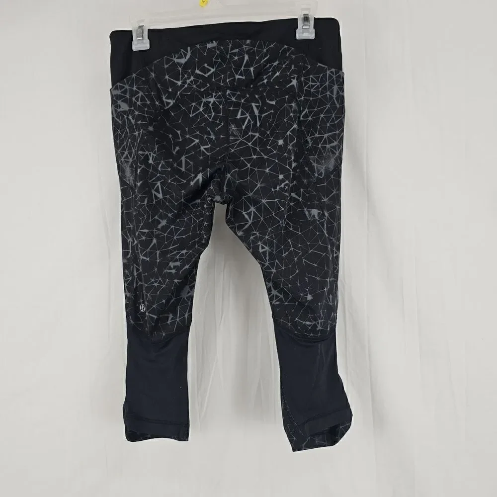 Lululemon Stash It Crop *Full-On LuxtremeStar Crushed Coal Black Size 8
